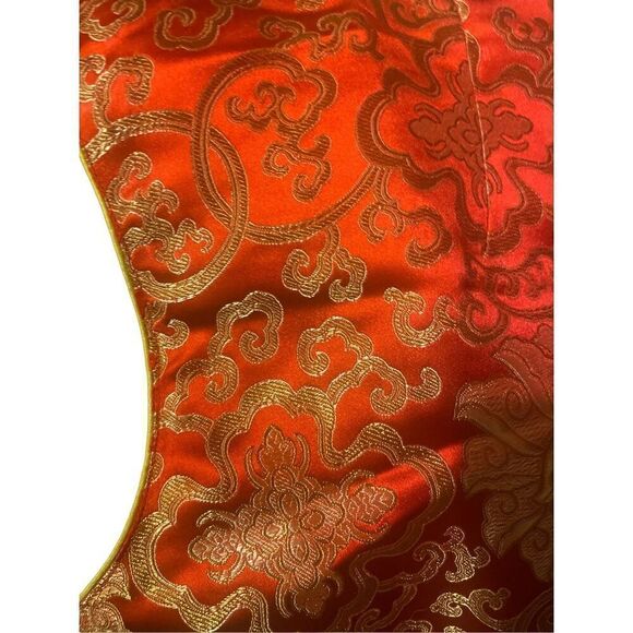 Asian Red and Gold Vintage 100% Silk Sleeveless Vest Size XXL - Picture 10 of 13